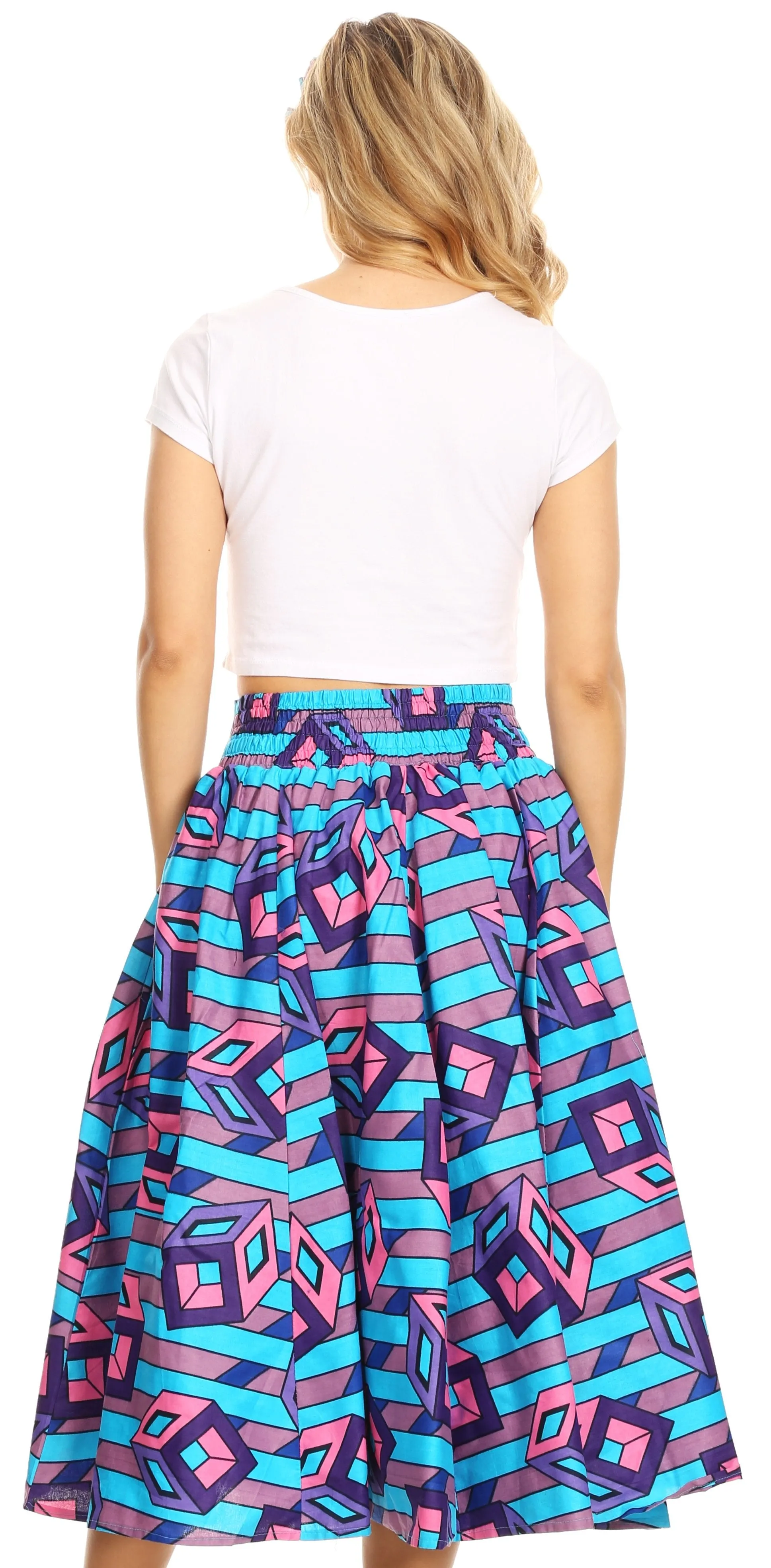 Sakkas African Dutch Ankara Wax Print Full Circle Skirt