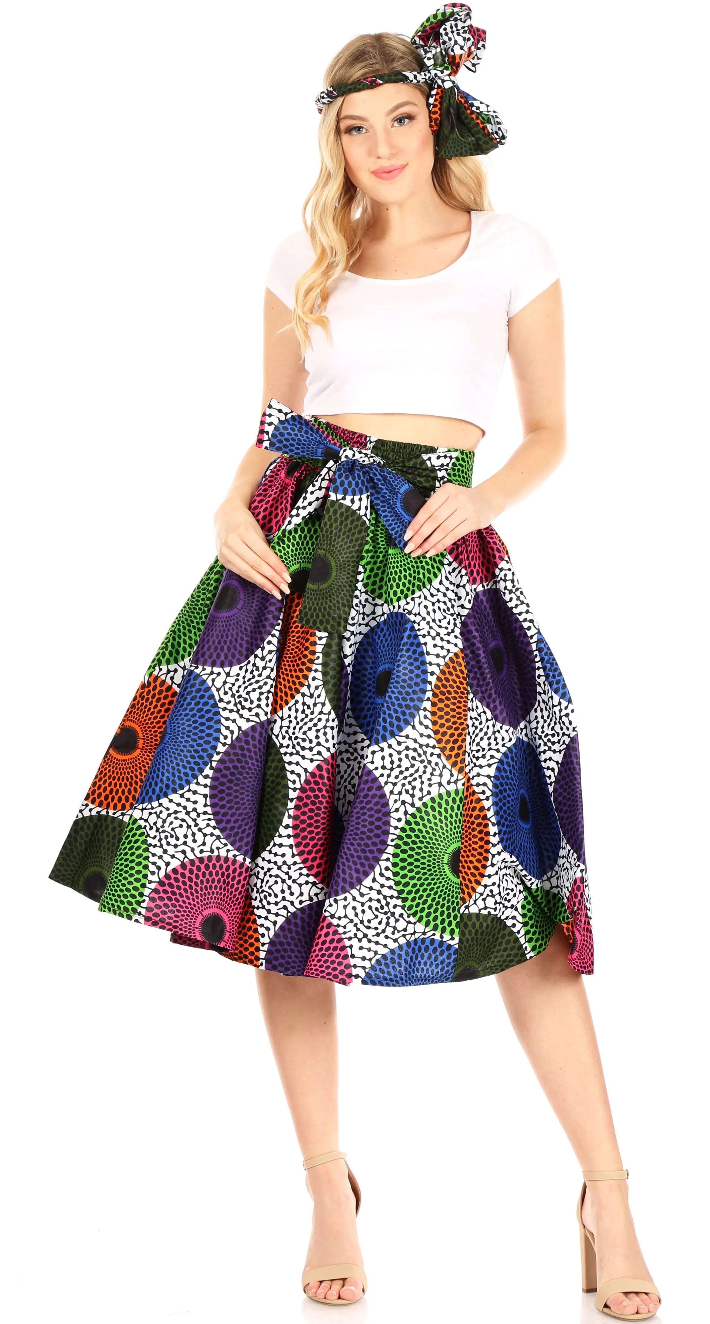 Sakkas African Dutch Ankara Wax Print Full Circle Skirt