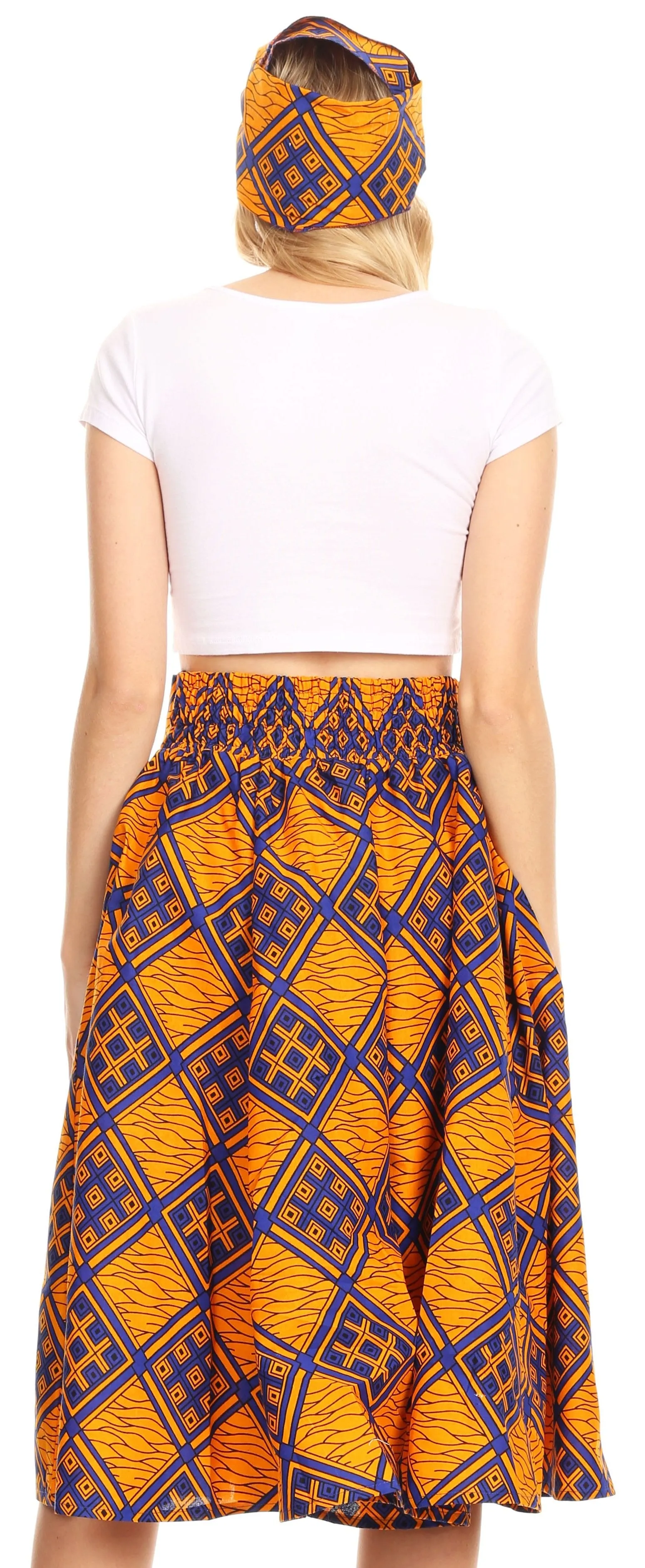 Sakkas African Dutch Ankara Wax Print Full Circle Skirt