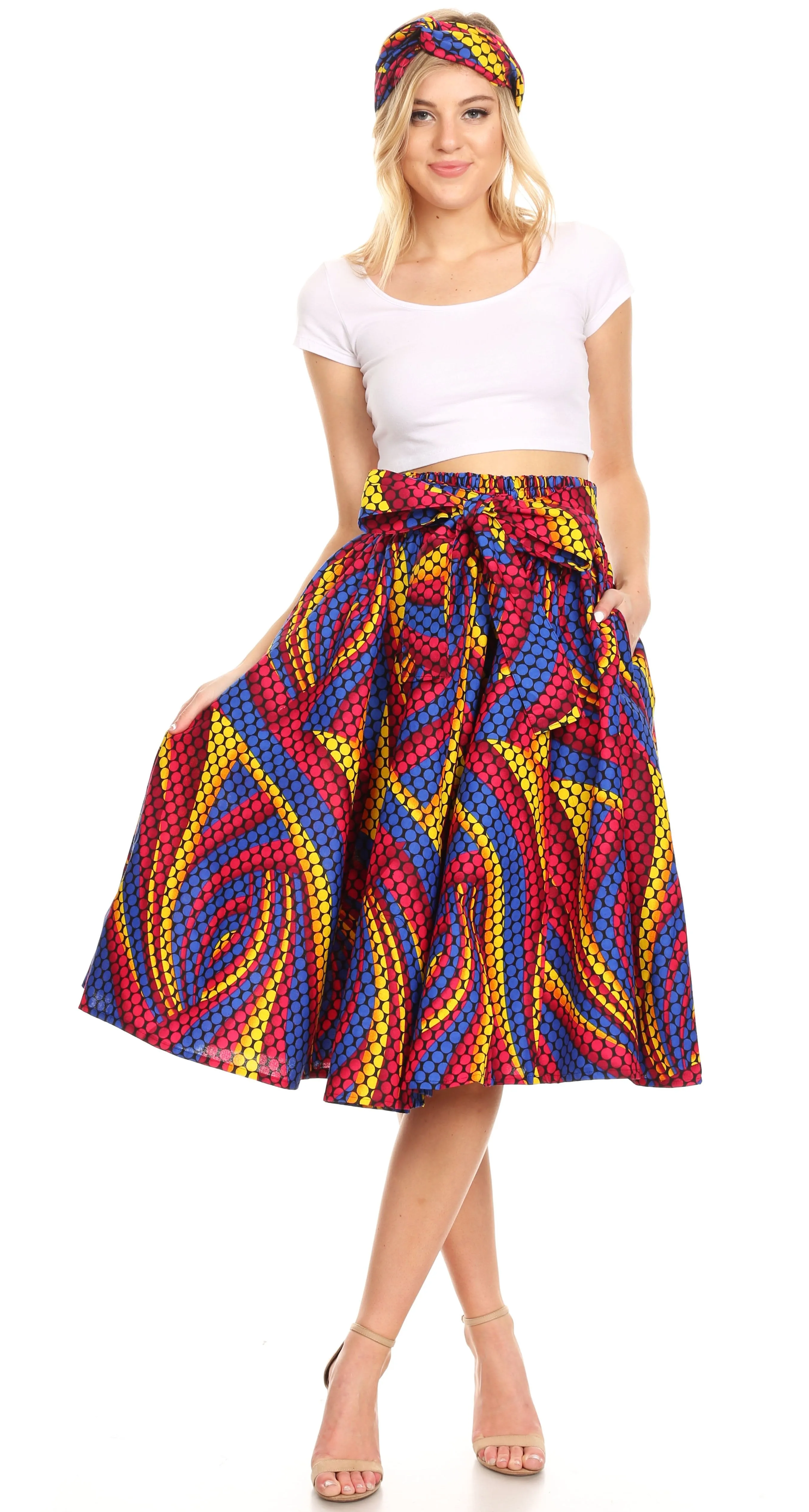 Sakkas African Dutch Ankara Wax Print Full Circle Skirt