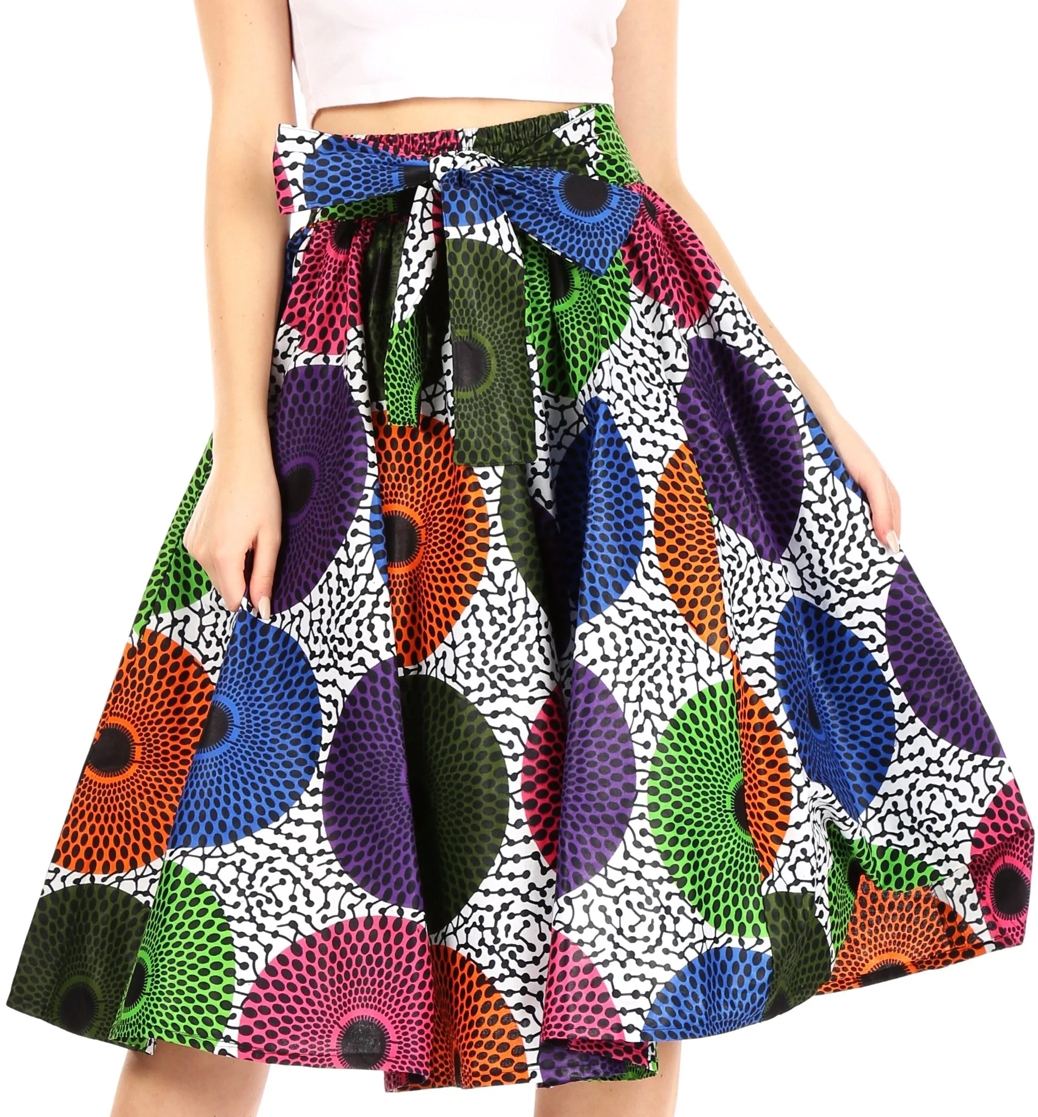 Sakkas African Dutch Ankara Wax Print Full Circle Skirt