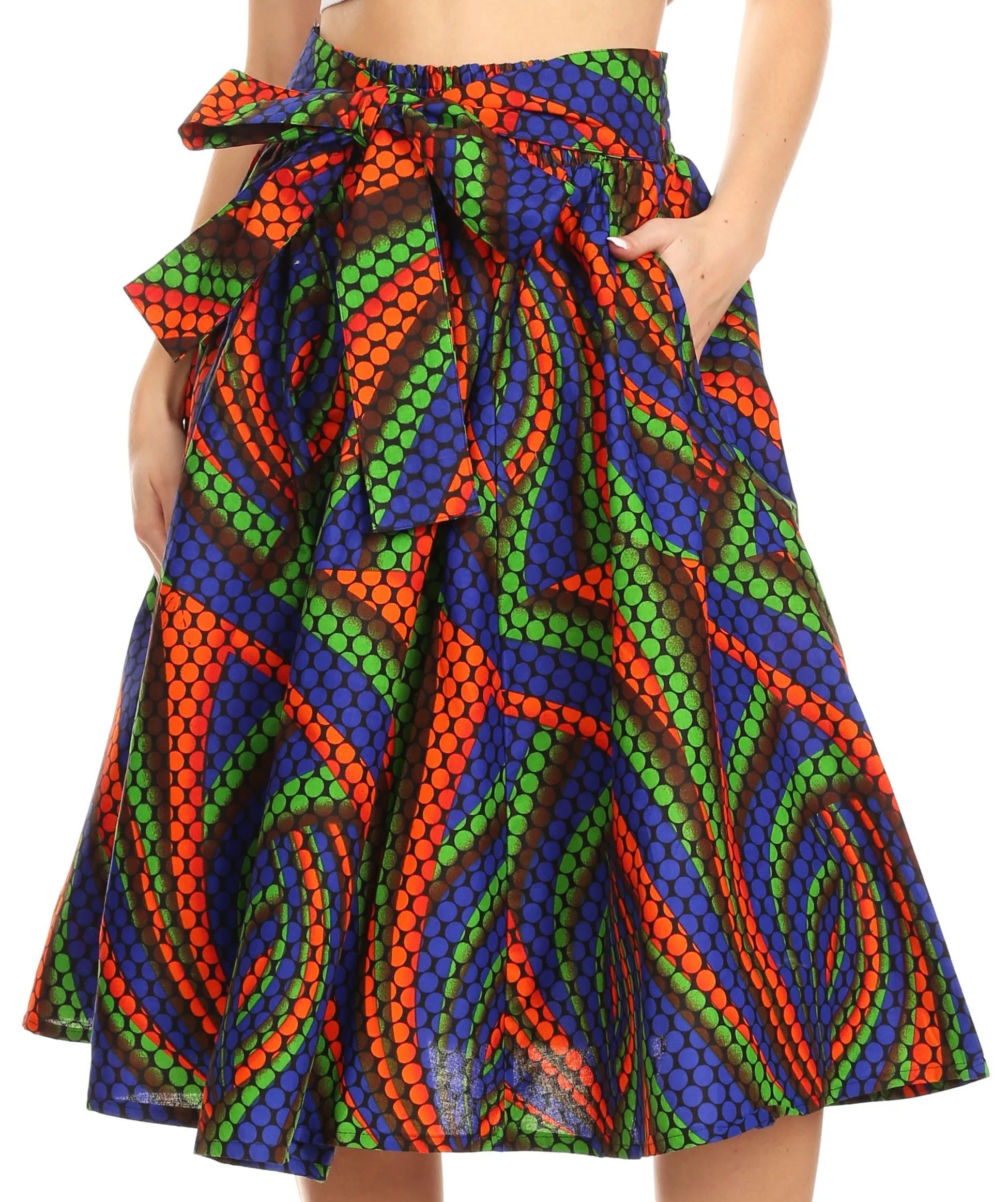 Sakkas African Dutch Ankara Wax Print Full Circle Skirt