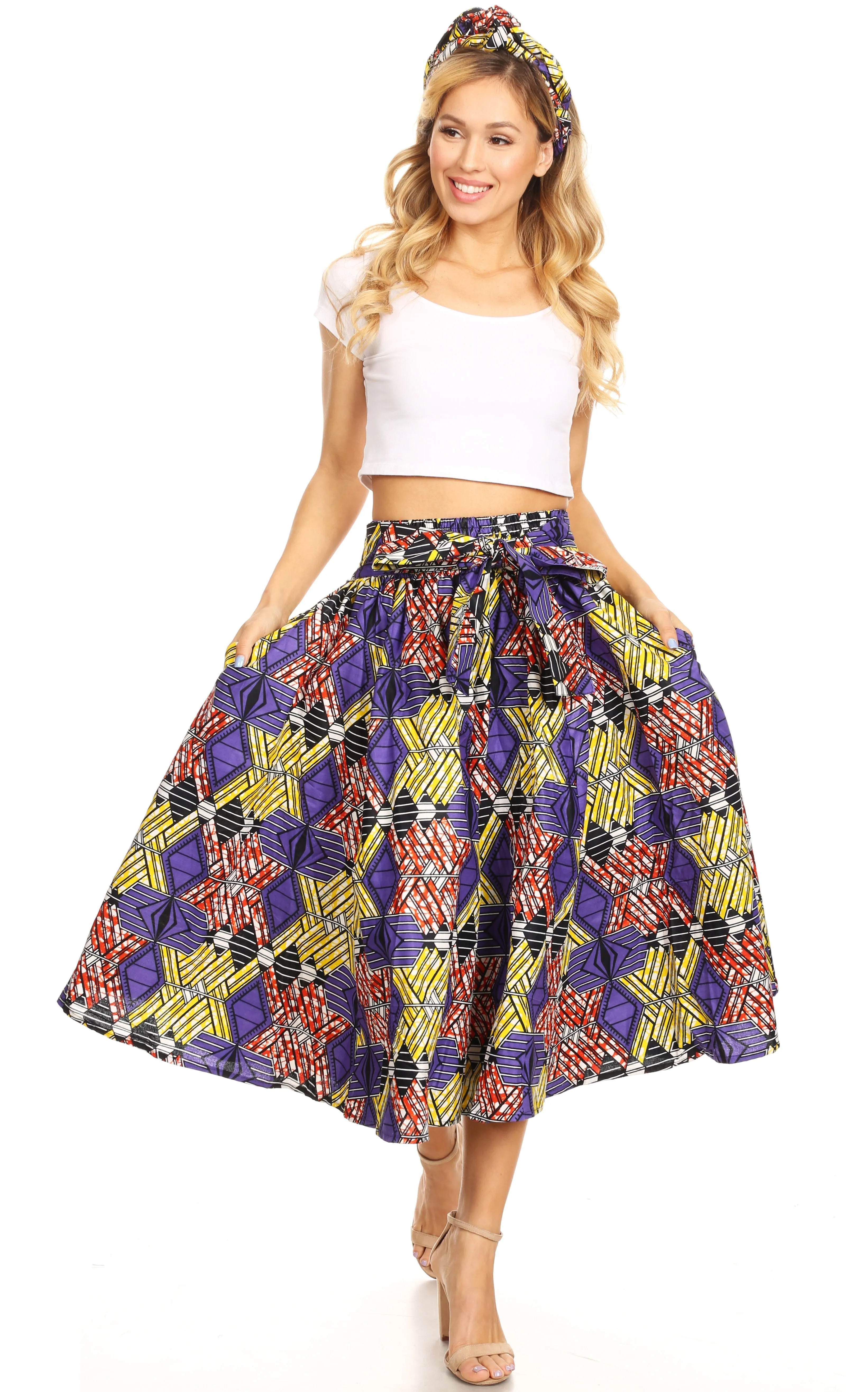 Sakkas African Dutch Ankara Wax Print Full Circle Skirt