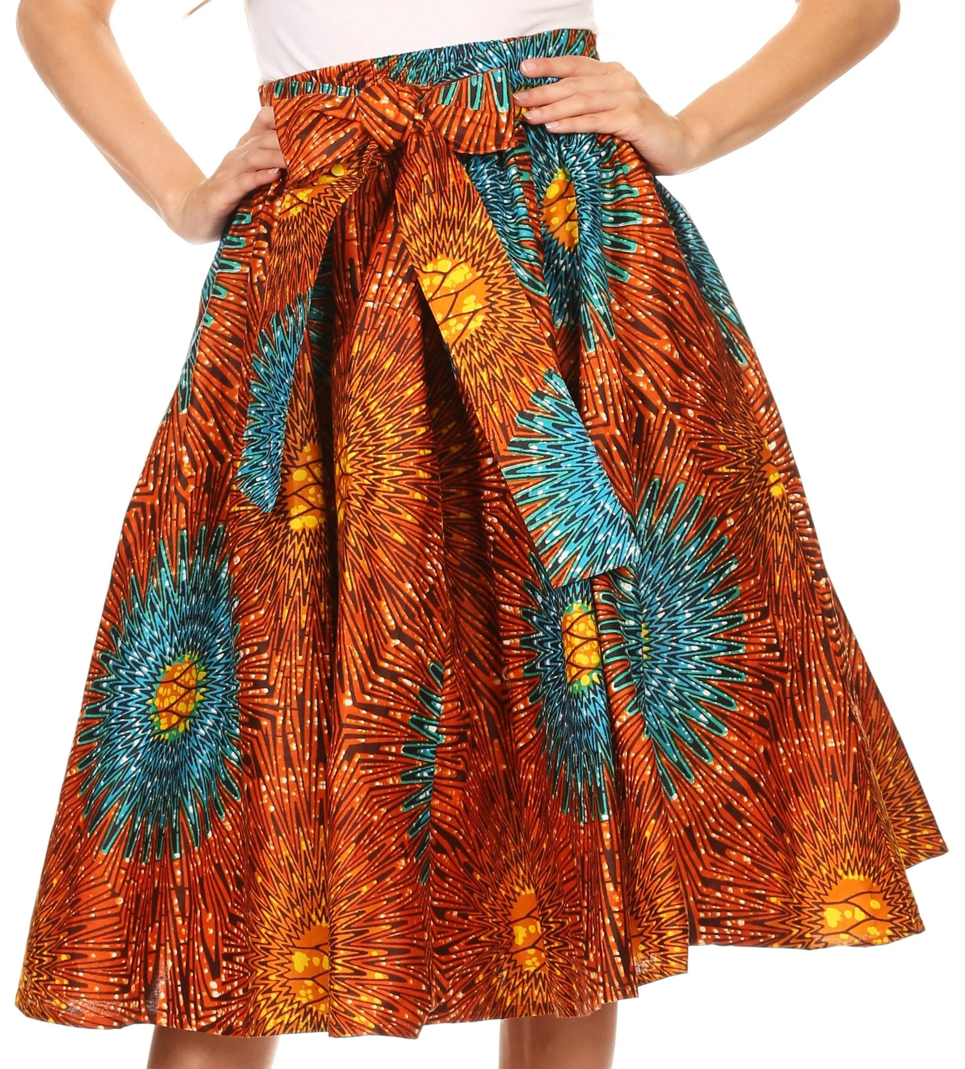 Sakkas African Dutch Ankara Wax Print Full Circle Skirt