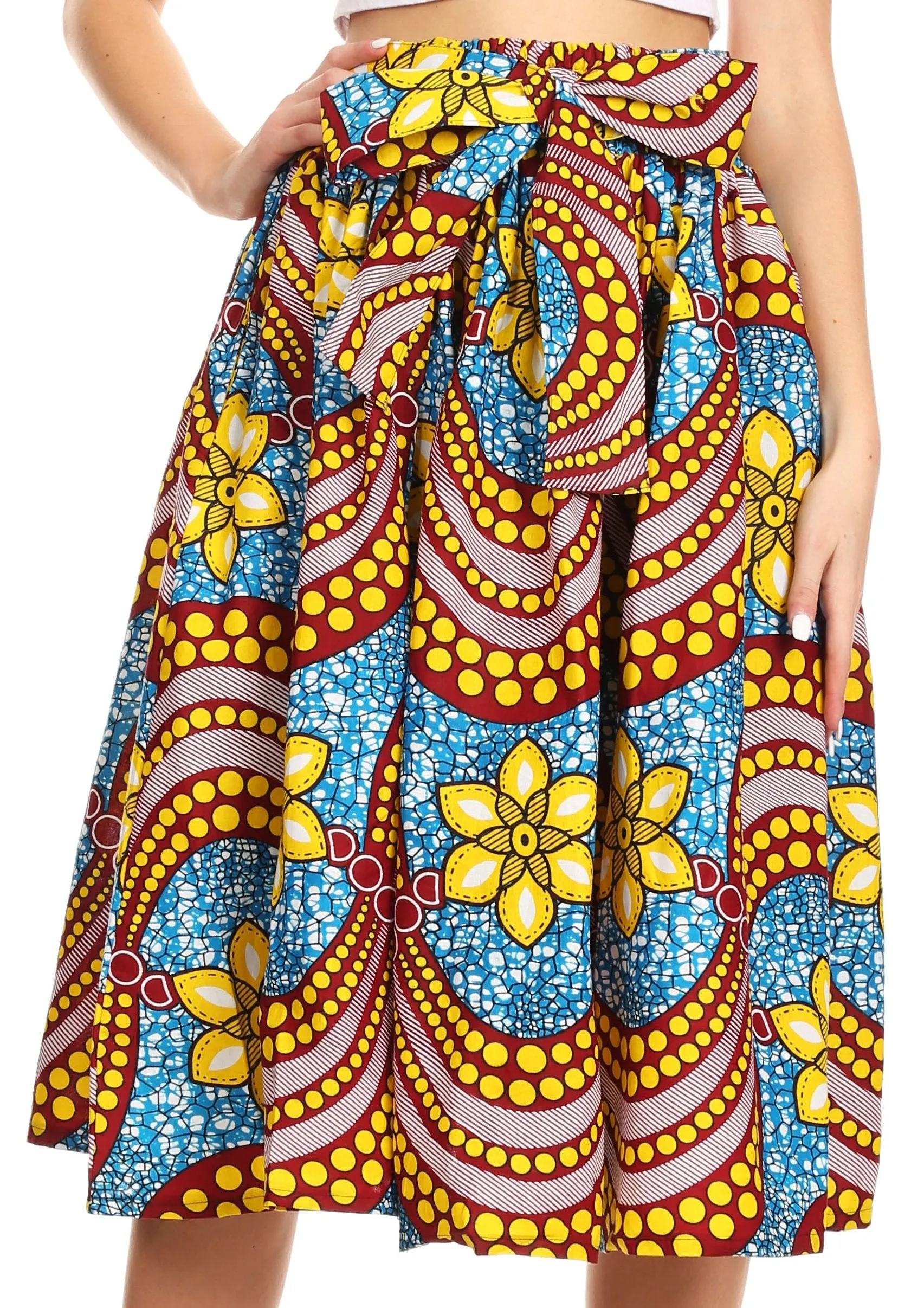 Sakkas African Dutch Ankara Wax Print Full Circle Skirt