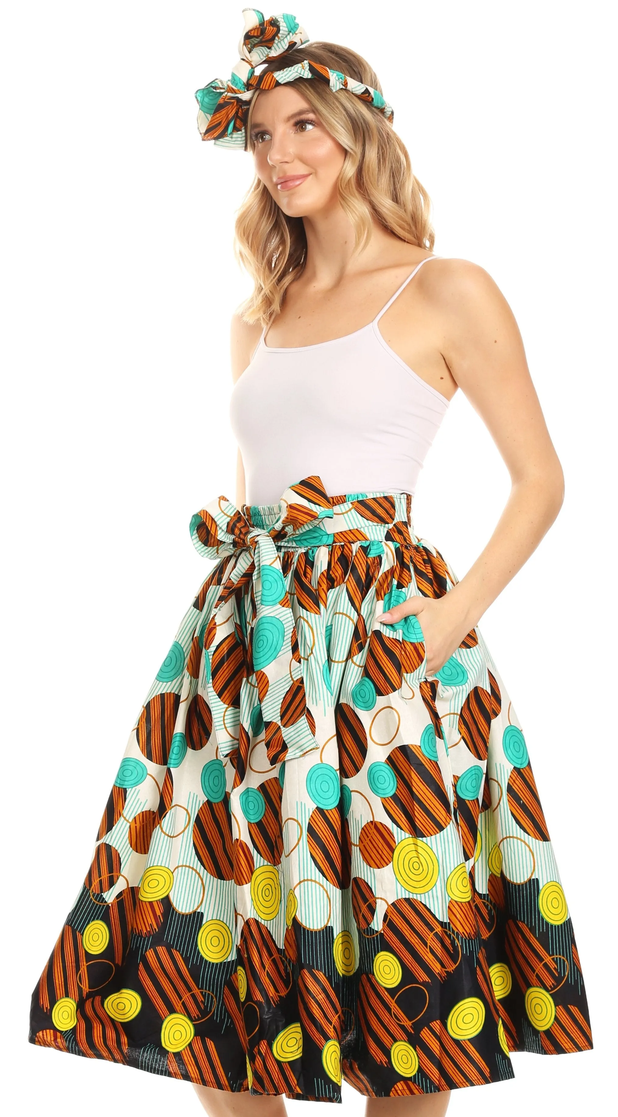 Sakkas African Dutch Ankara Wax Print Full Circle Skirt