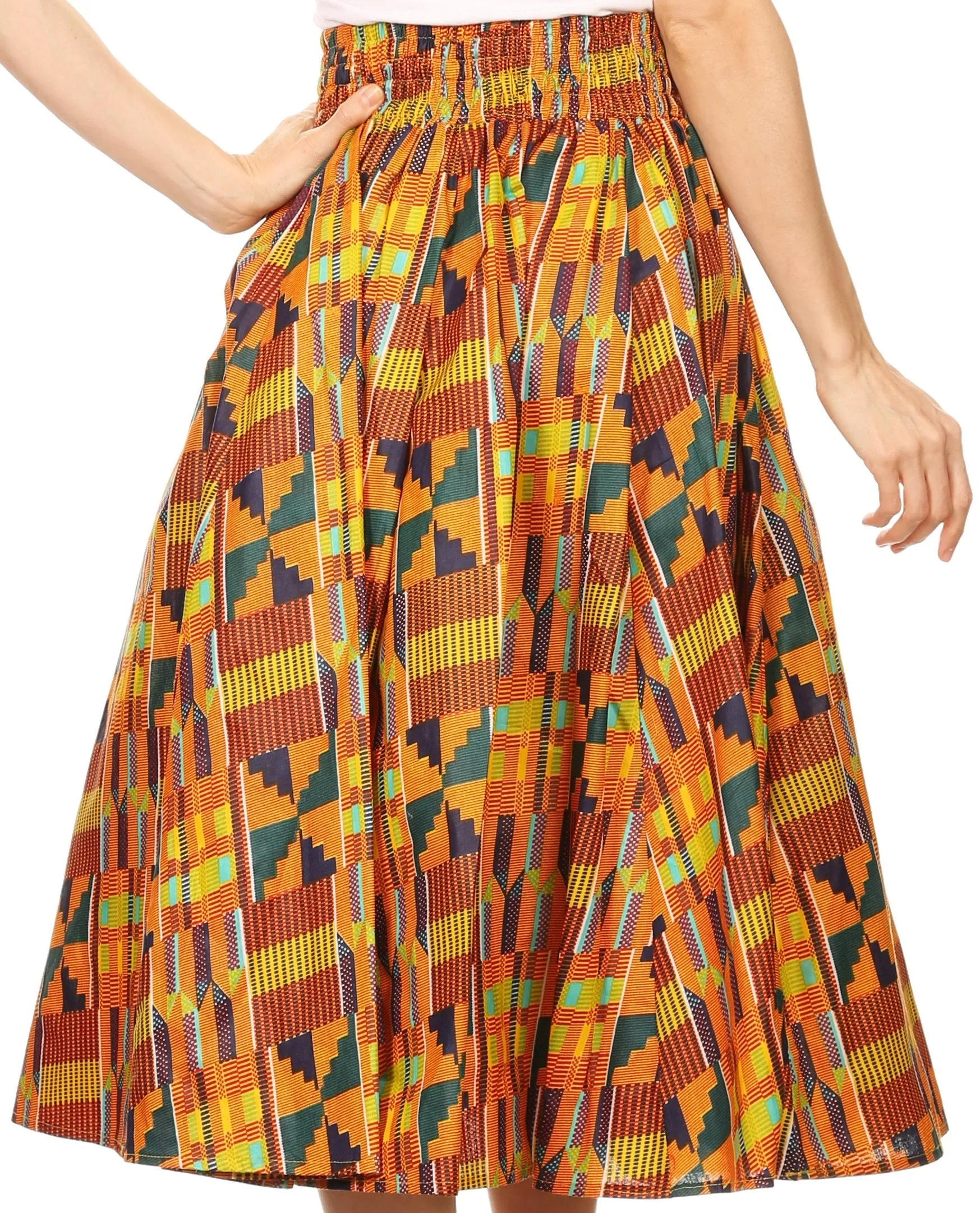 Sakkas African Dutch Ankara Wax Print Full Circle Skirt