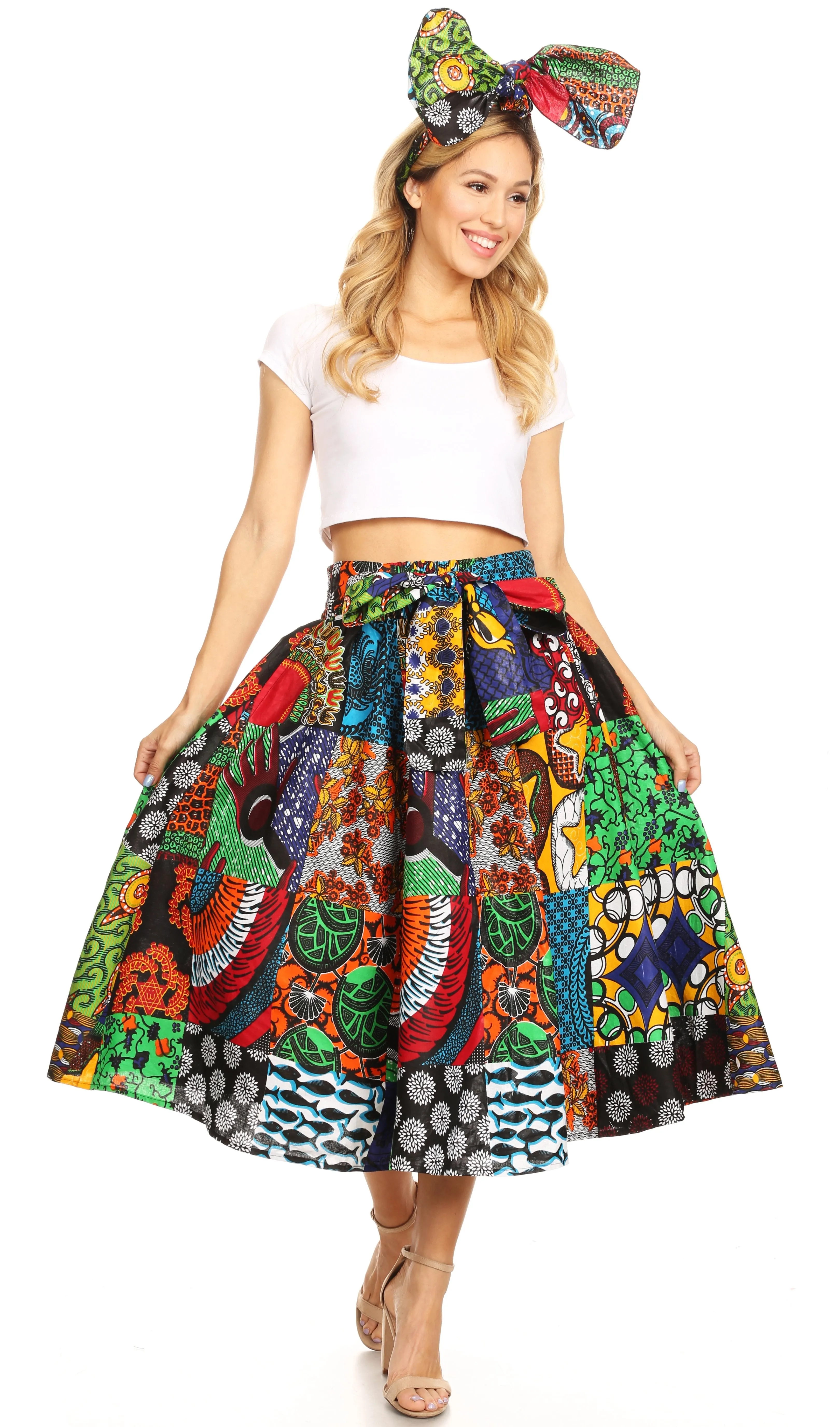 Sakkas African Dutch Ankara Wax Print Full Circle Skirt