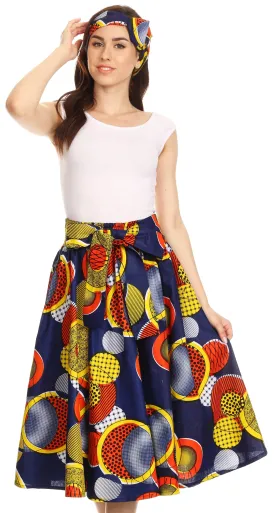 Sakkas African Dutch Ankara Wax Print Full Circle Skirt