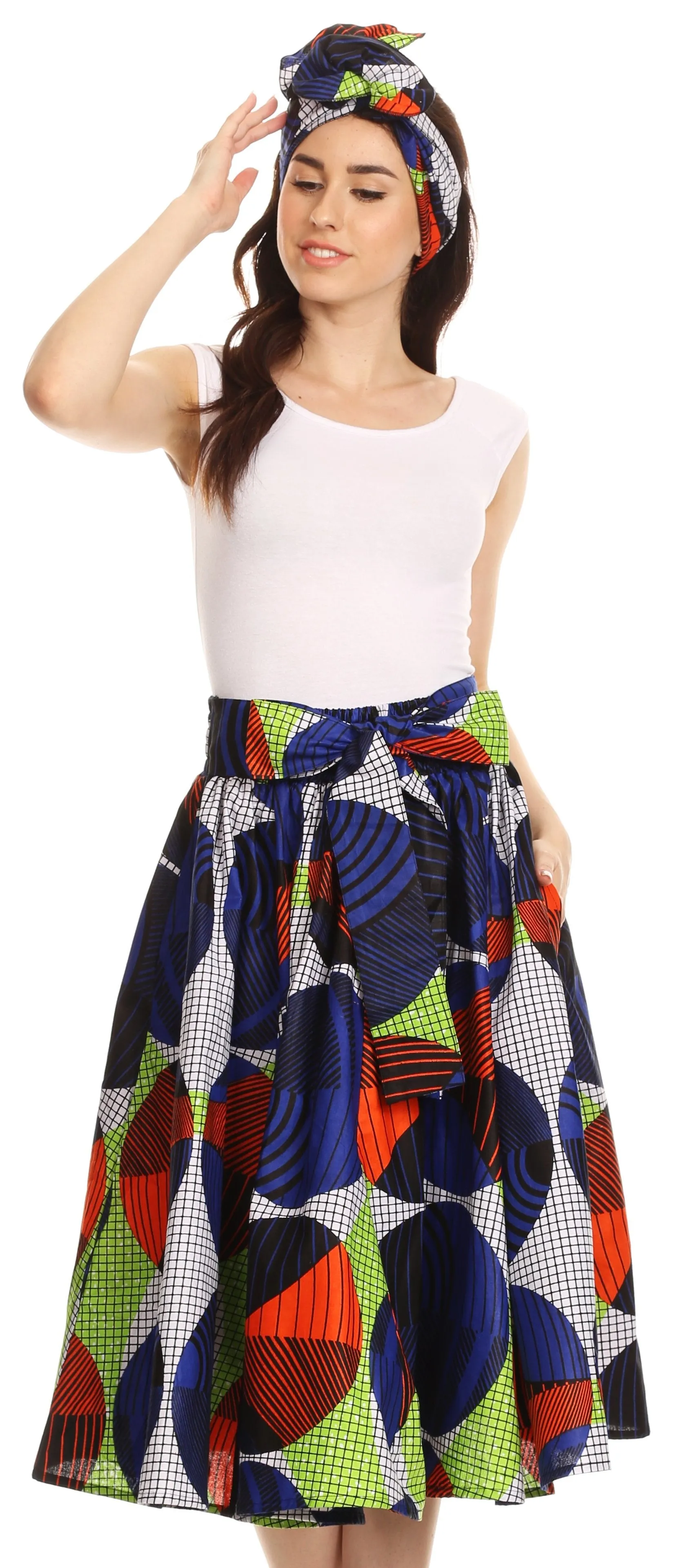 Sakkas African Dutch Ankara Wax Print Full Circle Skirt