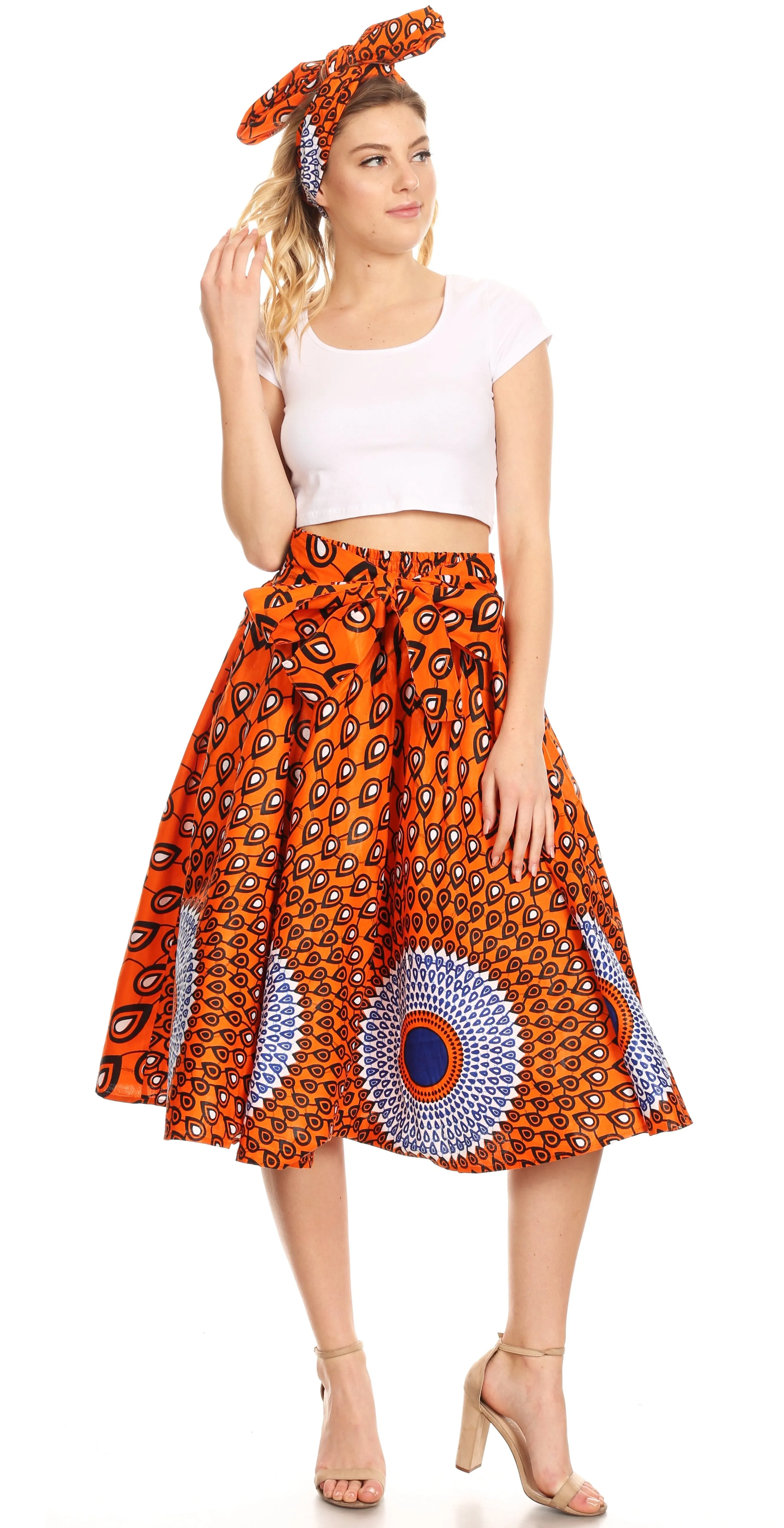 Sakkas African Dutch Ankara Wax Print Full Circle Skirt