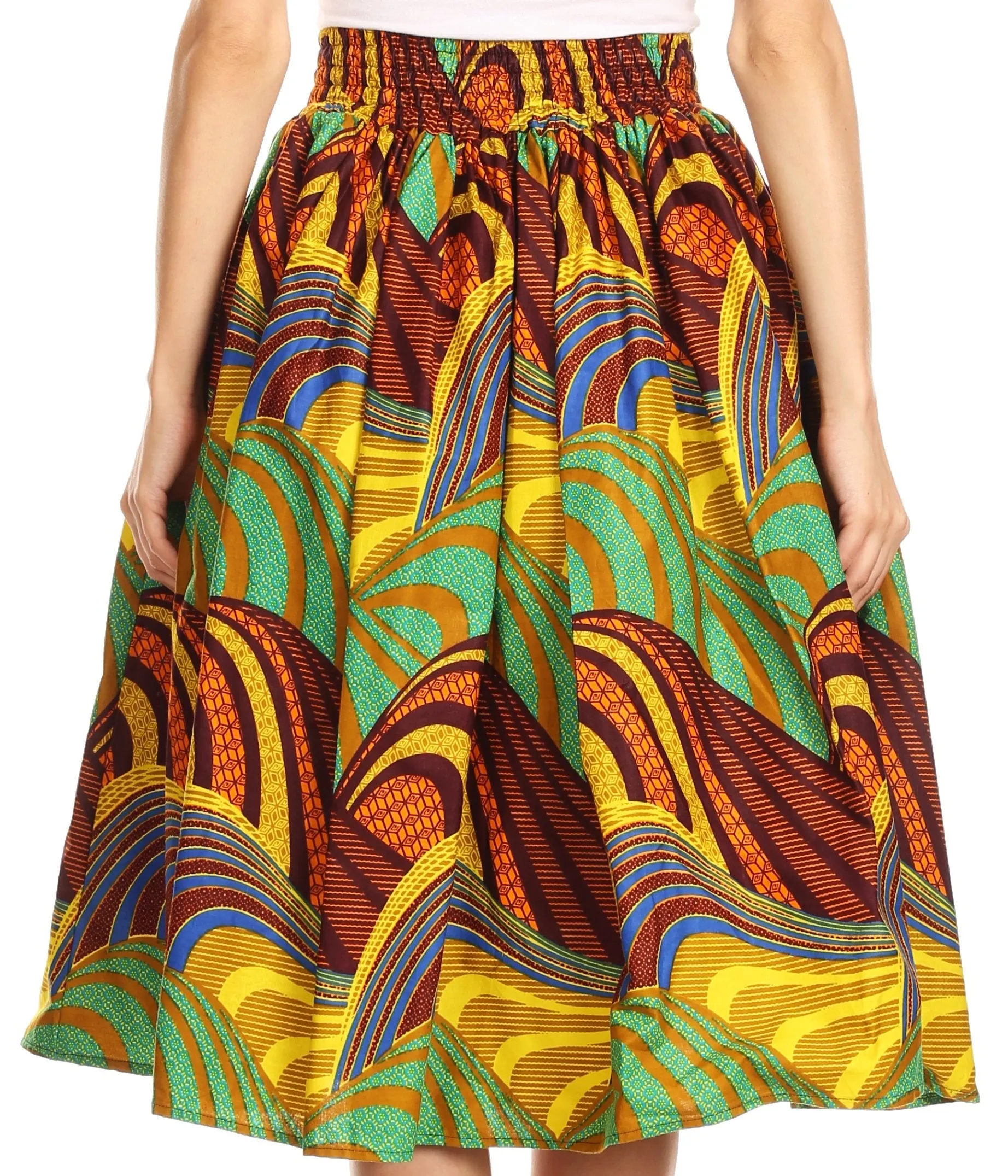 Sakkas African Dutch Ankara Wax Print Full Circle Skirt