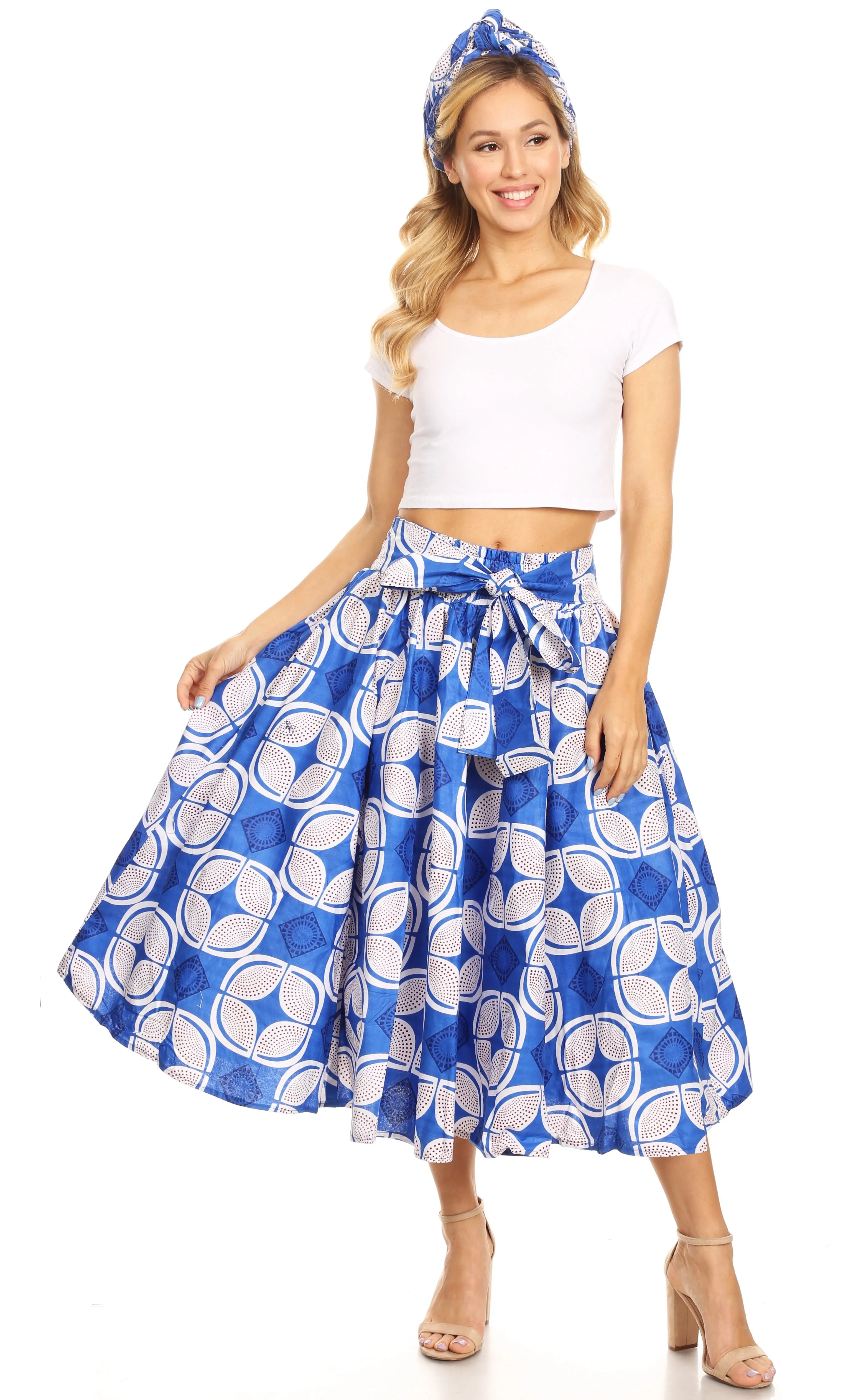 Sakkas African Dutch Ankara Wax Print Full Circle Skirt