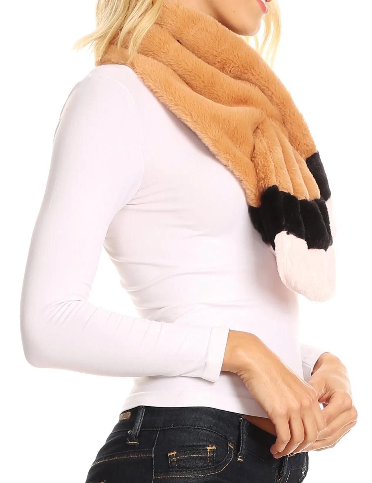 Sakkas Colette Faux Mink Warm Winter Soft Luxurious KeyHole Scarf