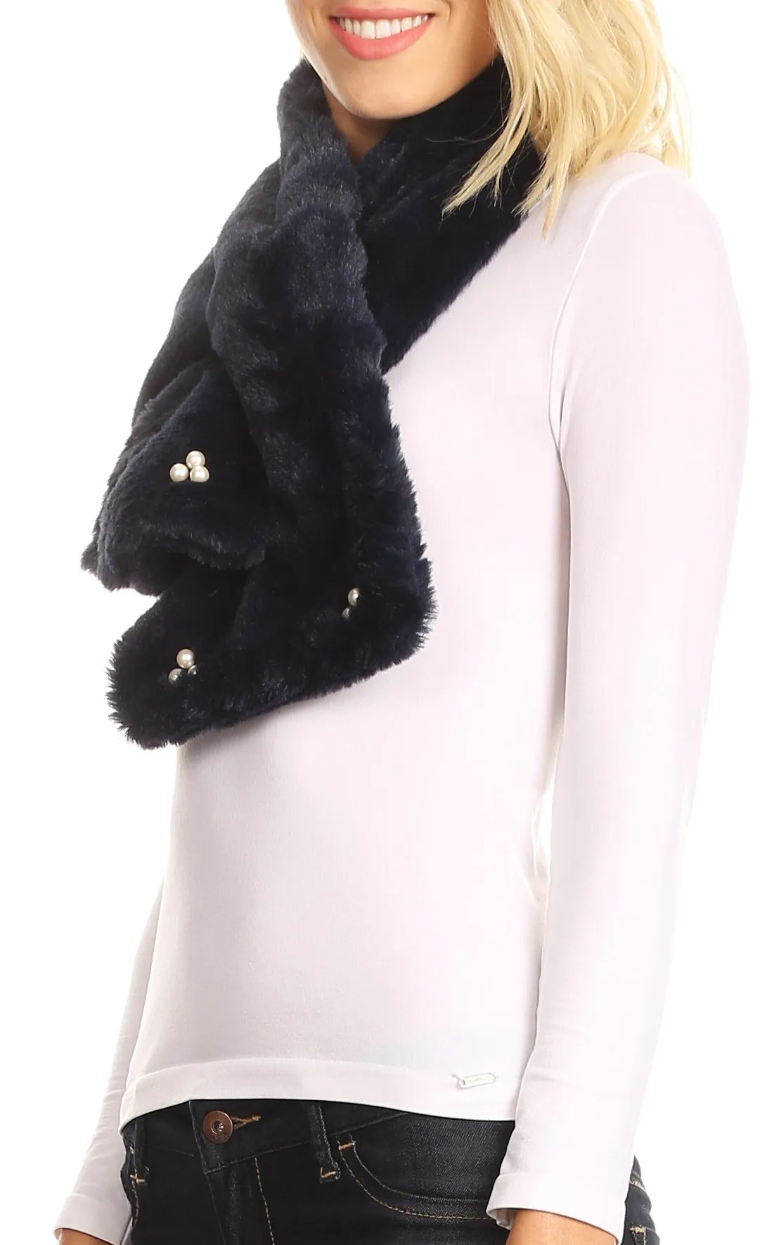 Sakkas Colette Faux Mink Warm Winter Soft Luxurious KeyHole Scarf