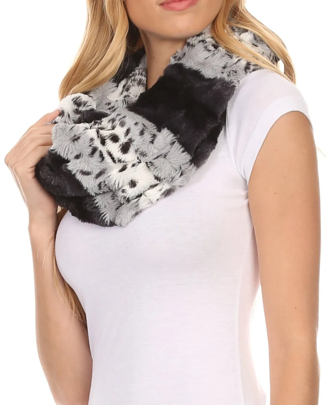 Sakkas Manula Long Wide Infinity Wrap Around Fuzzy Fur Fall Winter Classic Scarf