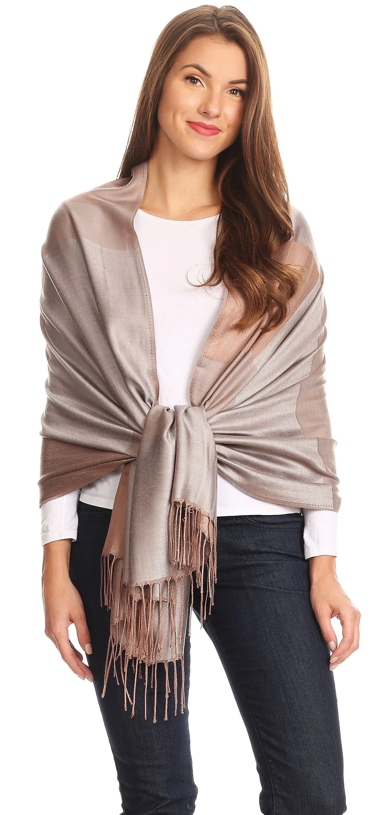 Sakkas Nicola Reversible Warm and Soft Unisex Scarf Stole Wrap Solid Color-block