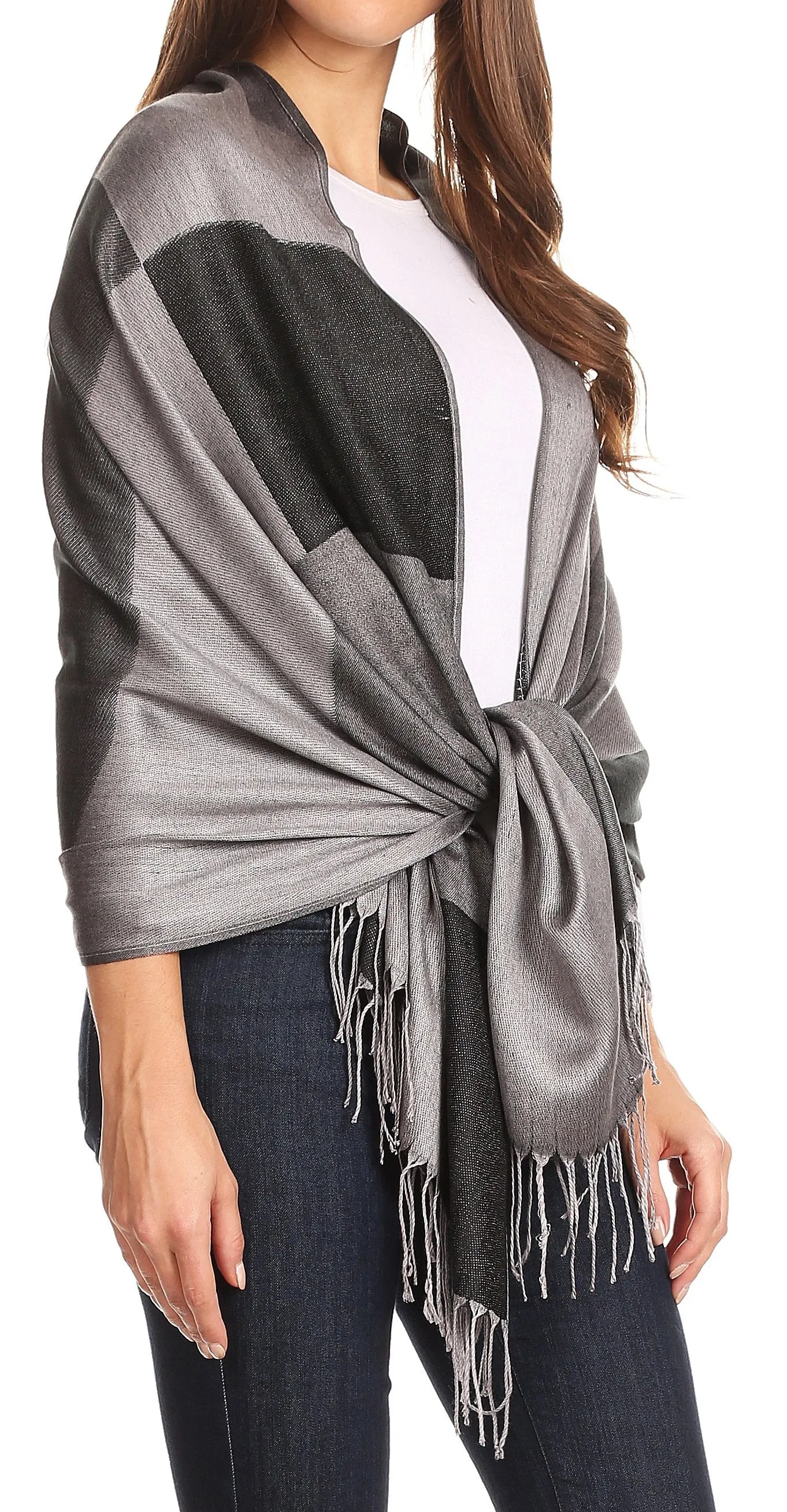 Sakkas Nicola Reversible Warm and Soft Unisex Scarf Stole Wrap Solid Color-block