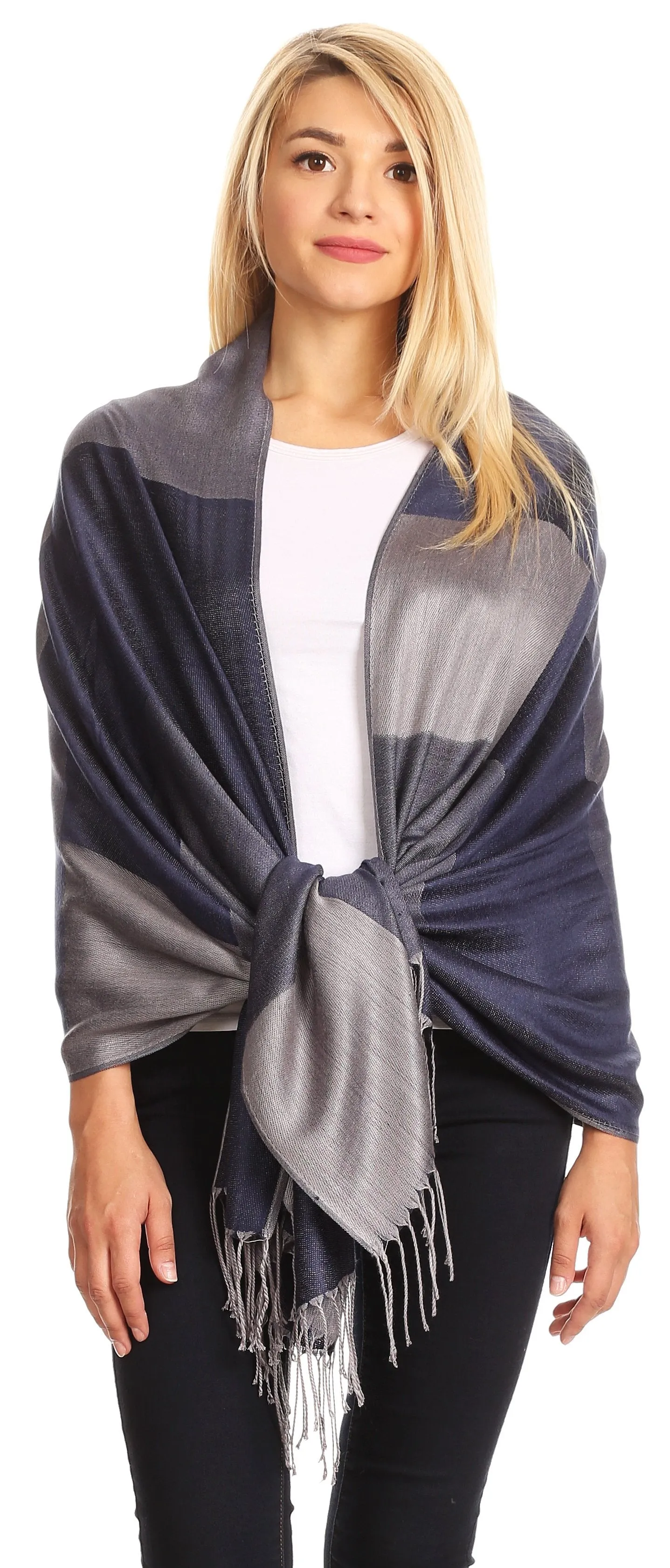 Sakkas Nicola Reversible Warm and Soft Unisex Scarf Stole Wrap Solid Color-block