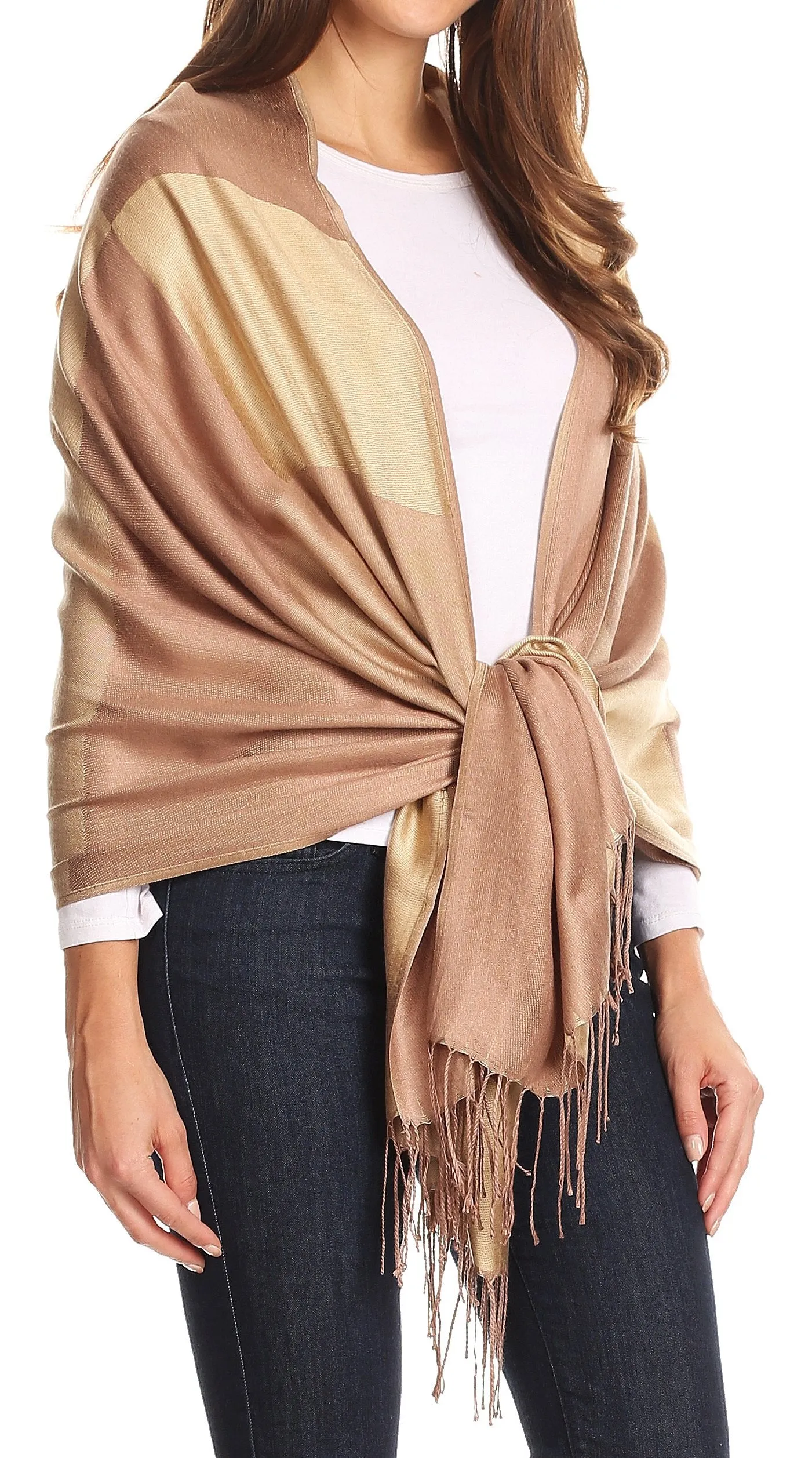 Sakkas Nicola Reversible Warm and Soft Unisex Scarf Stole Wrap Solid Color-block