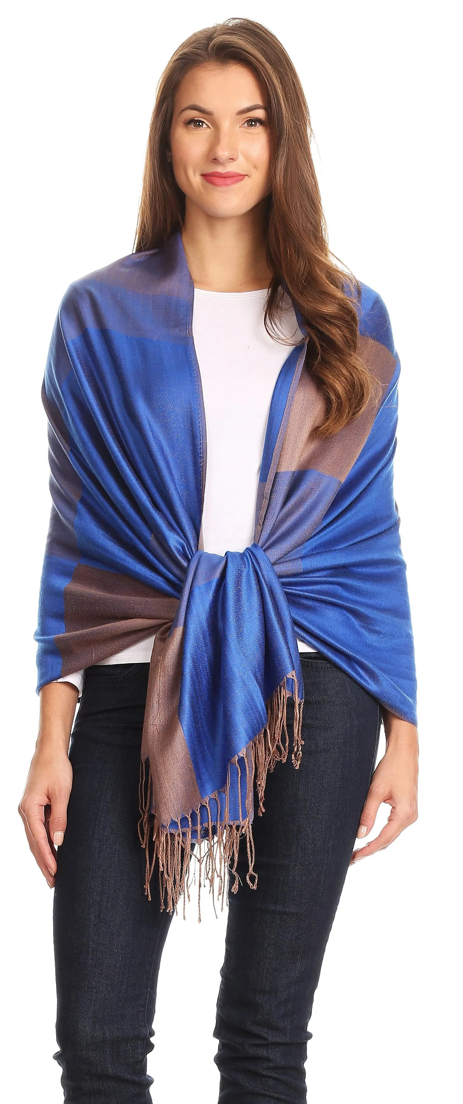 Sakkas Nicola Reversible Warm and Soft Unisex Scarf Stole Wrap Solid Color-block