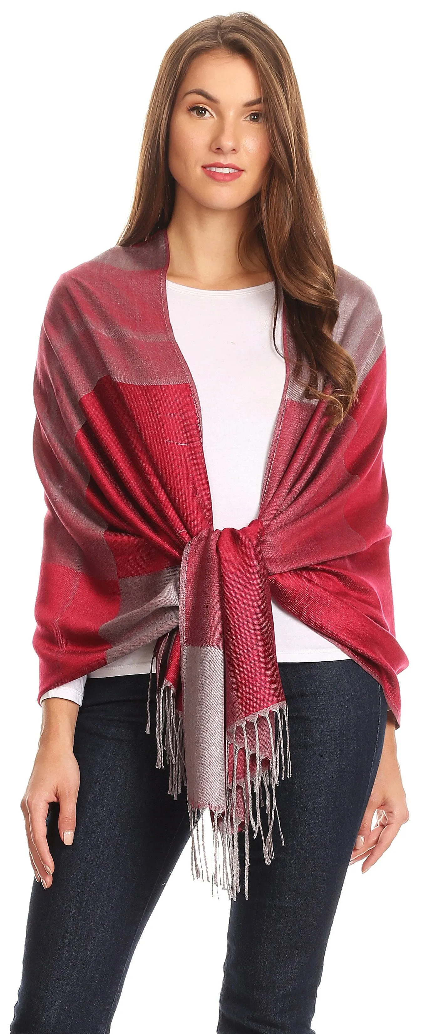 Sakkas Nicola Reversible Warm and Soft Unisex Scarf Stole Wrap Solid Color-block