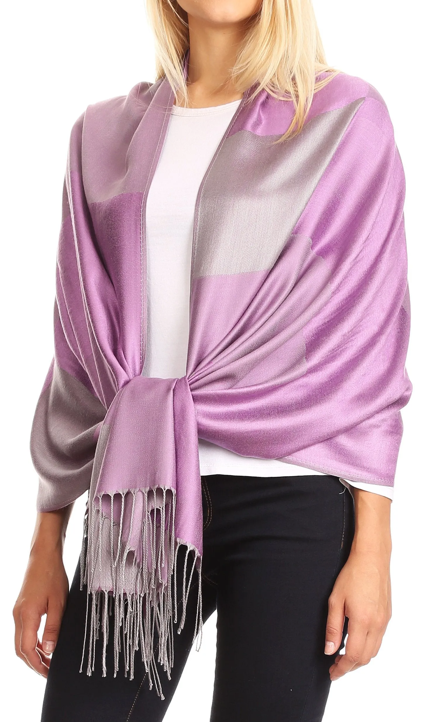 Sakkas Nicola Reversible Warm and Soft Unisex Scarf Stole Wrap Solid Color-block