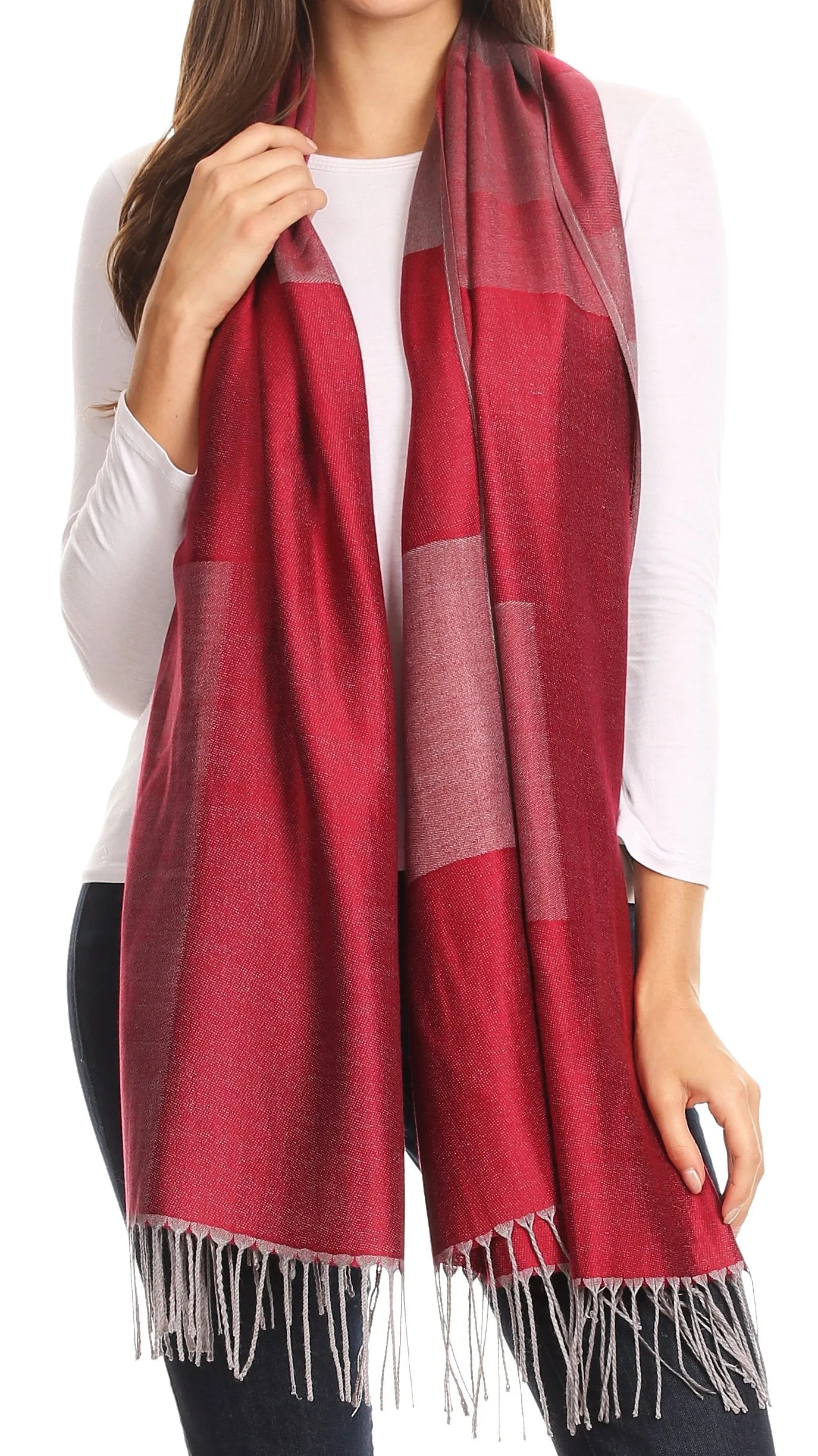 Sakkas Nicola Reversible Warm and Soft Unisex Scarf Stole Wrap Solid Color-block