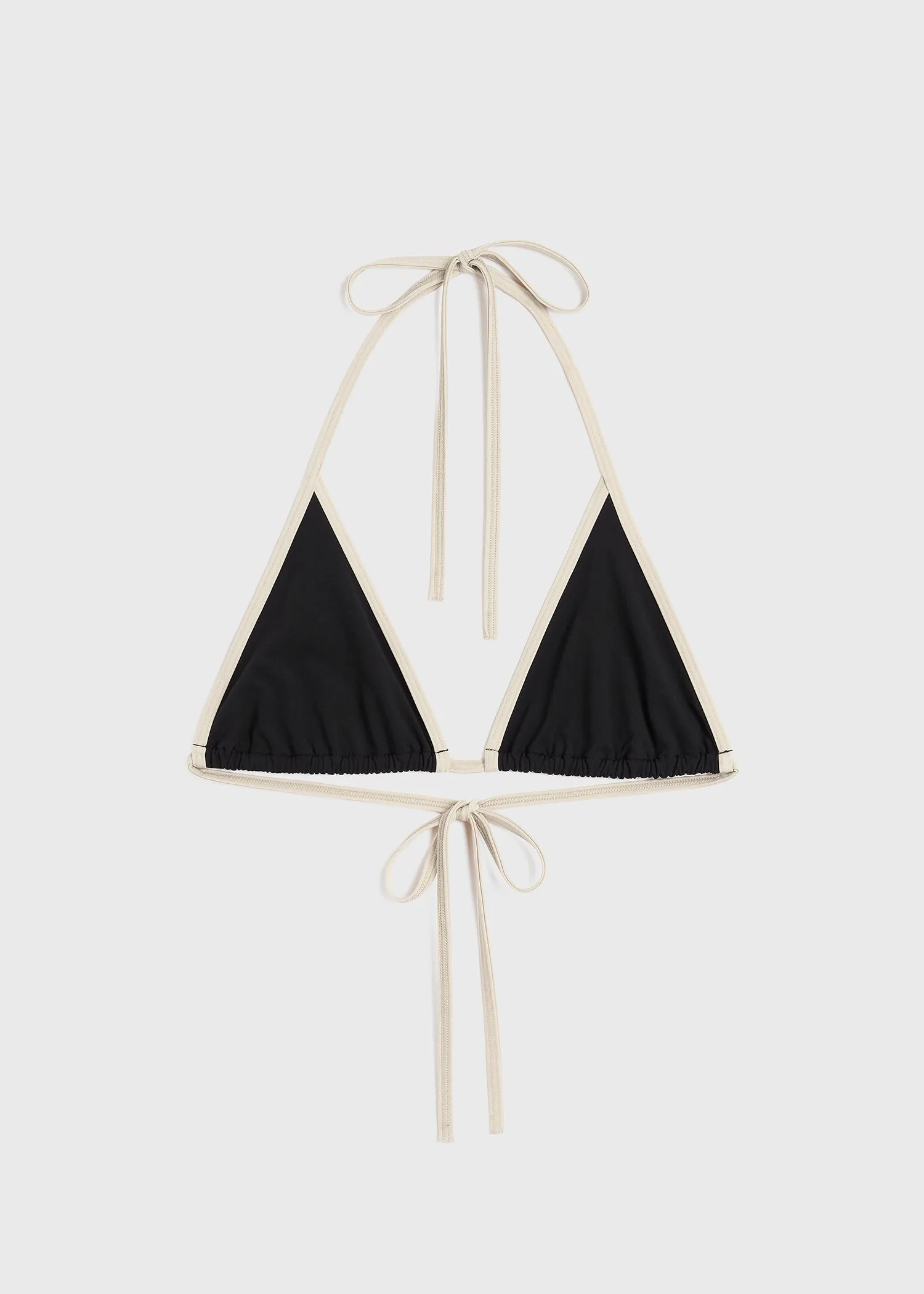 Stripe tie bikini top black