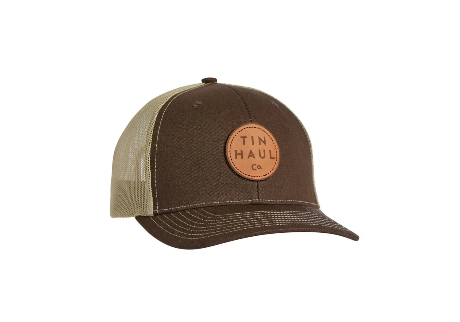 Tin Haul Unisex Etched Leather Patch Brown Cotton Blend Baseball Cap Hat