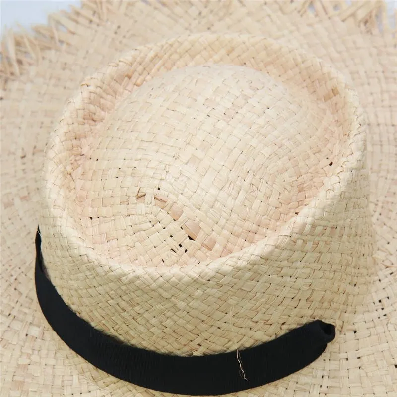 Wide Brim Sun Hat With Ribbon Accent