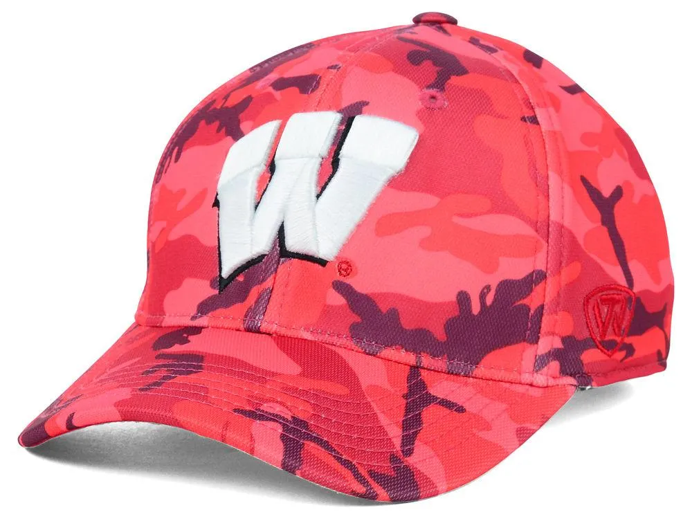 Wisconsin Badgers TOW Red Camouflage Gulf Performance Flexfit Structured Hat Cap