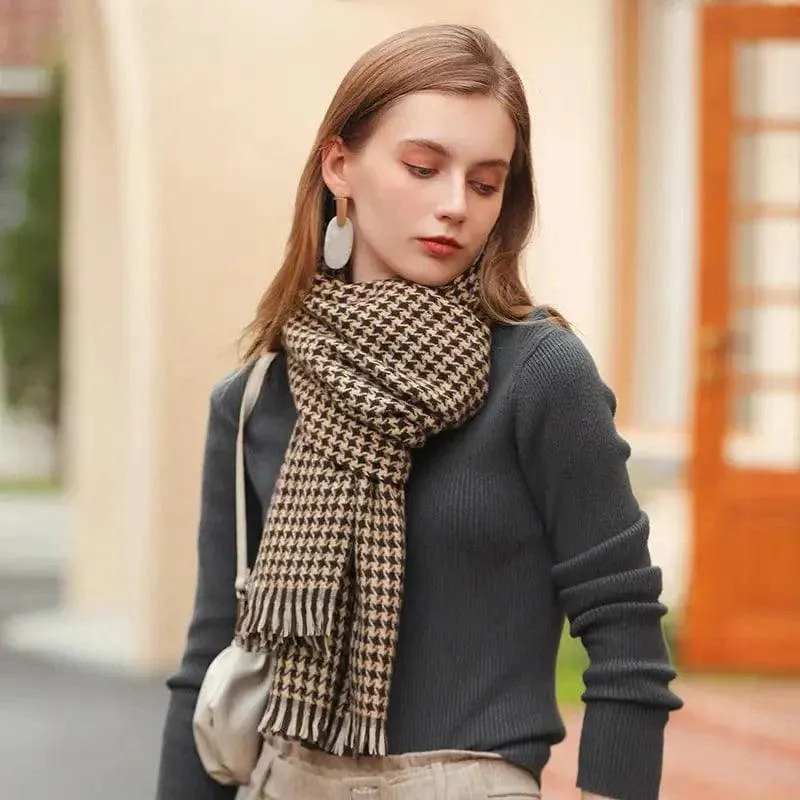 Women's New Warm Thickened Diamond Check Printed Scarf