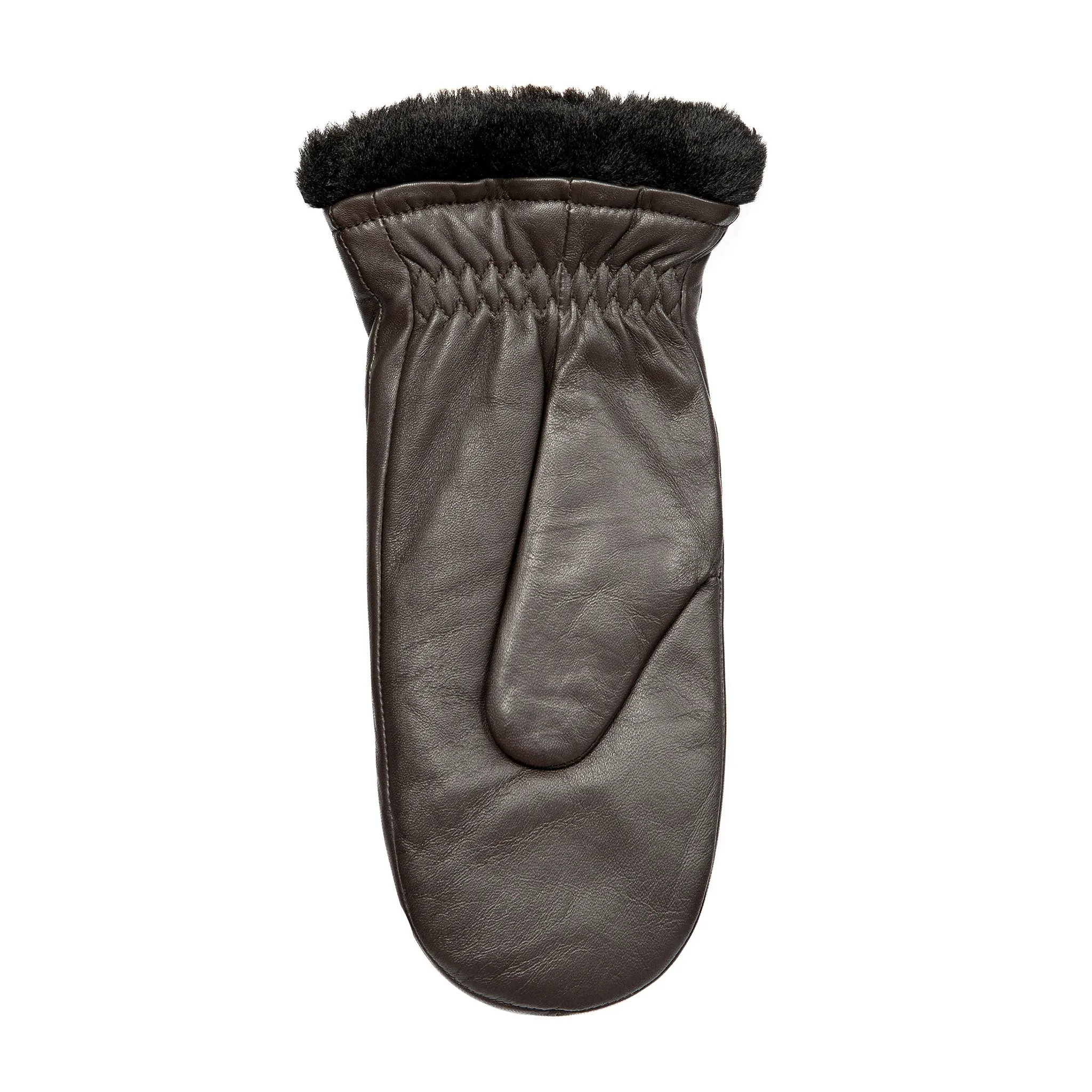 Women’s Three-Point Faux Fur-Lined Leather Mittens