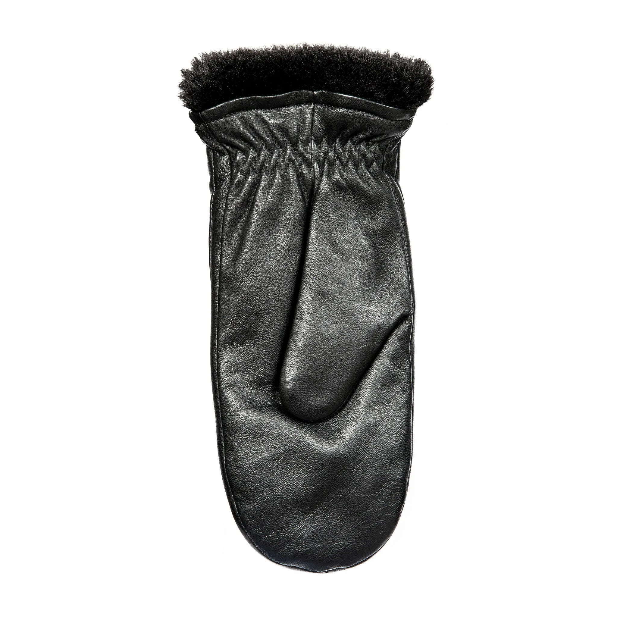 Women’s Three-Point Faux Fur-Lined Leather Mittens